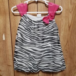 Toddlers Bubble Sun Dress Size 3T Layered Black/white/ Pink Zebra Pattern
